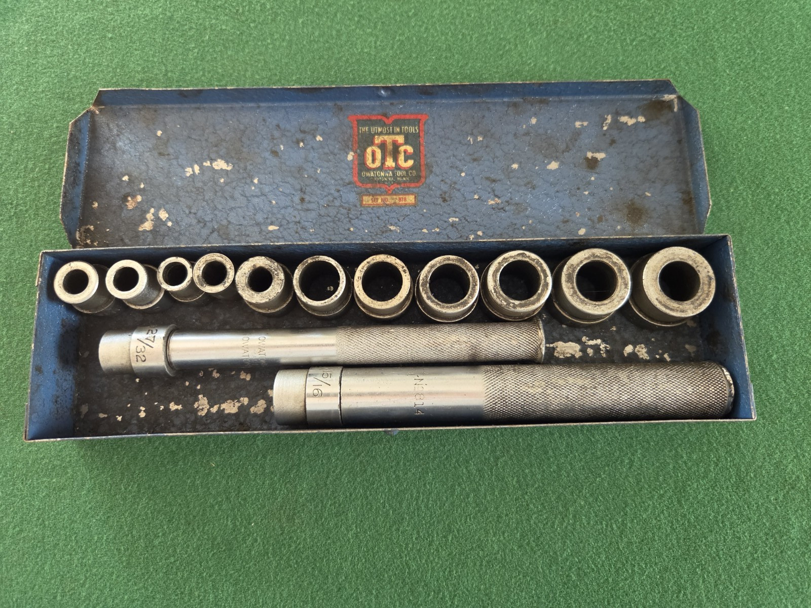 VINTAGE OTC #818 BUSHING DRIVER SET #813,814 OWATONNA TOOL Co.15 PC.MADE IN USA