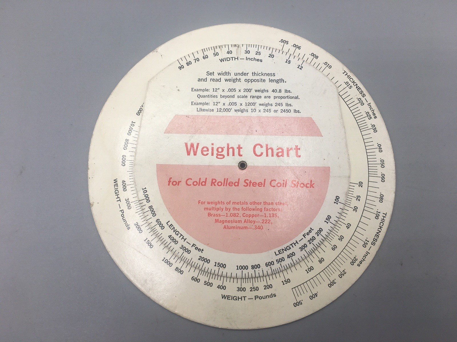 Production Machine Coil Weight Calculator Cold Rolled Steel Weight Chart Vintage