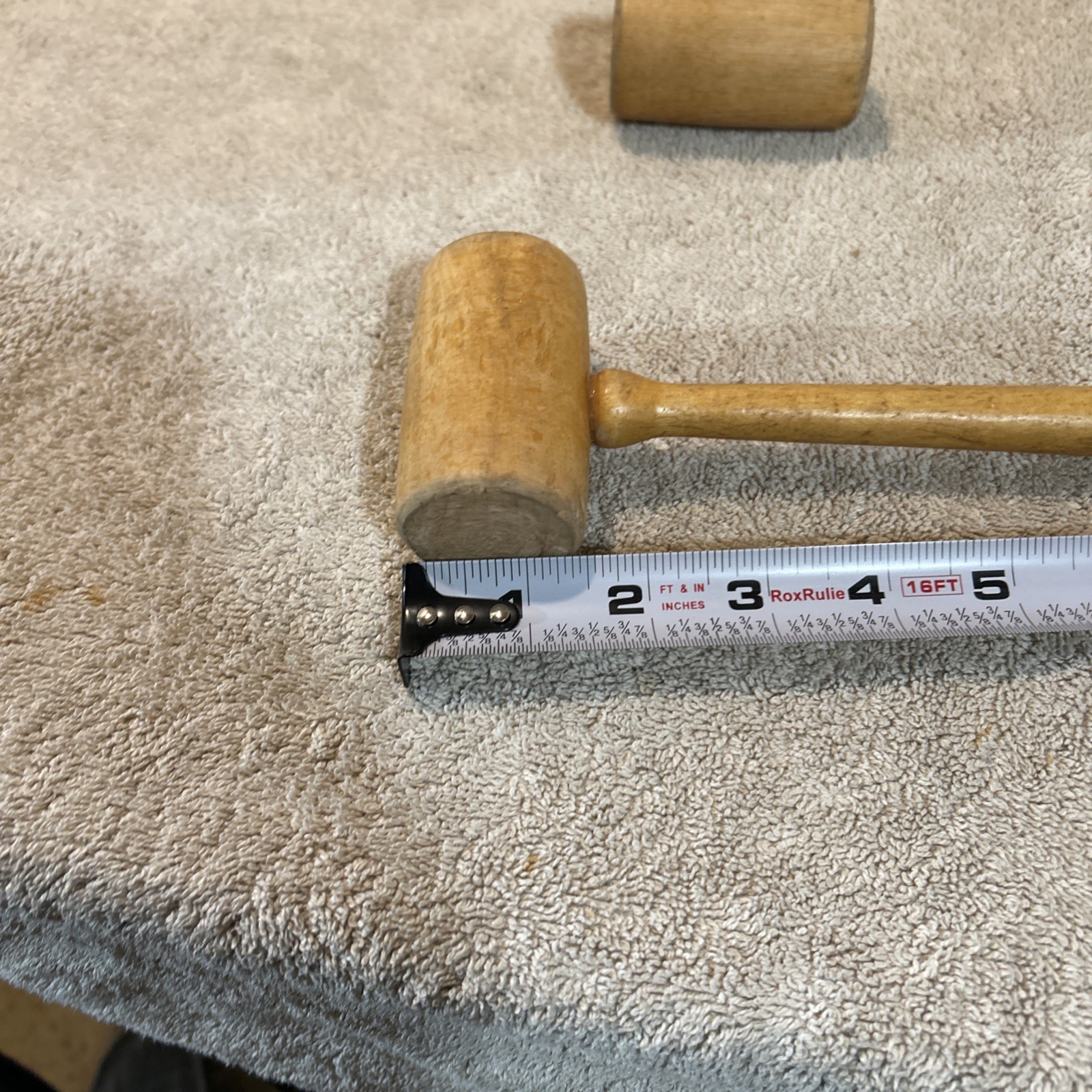VINTAGE ALL WOOD HAMMER MALLET – TOTAL WEIGHT IS 3 OUNCES WITH WOOD HANDLE
