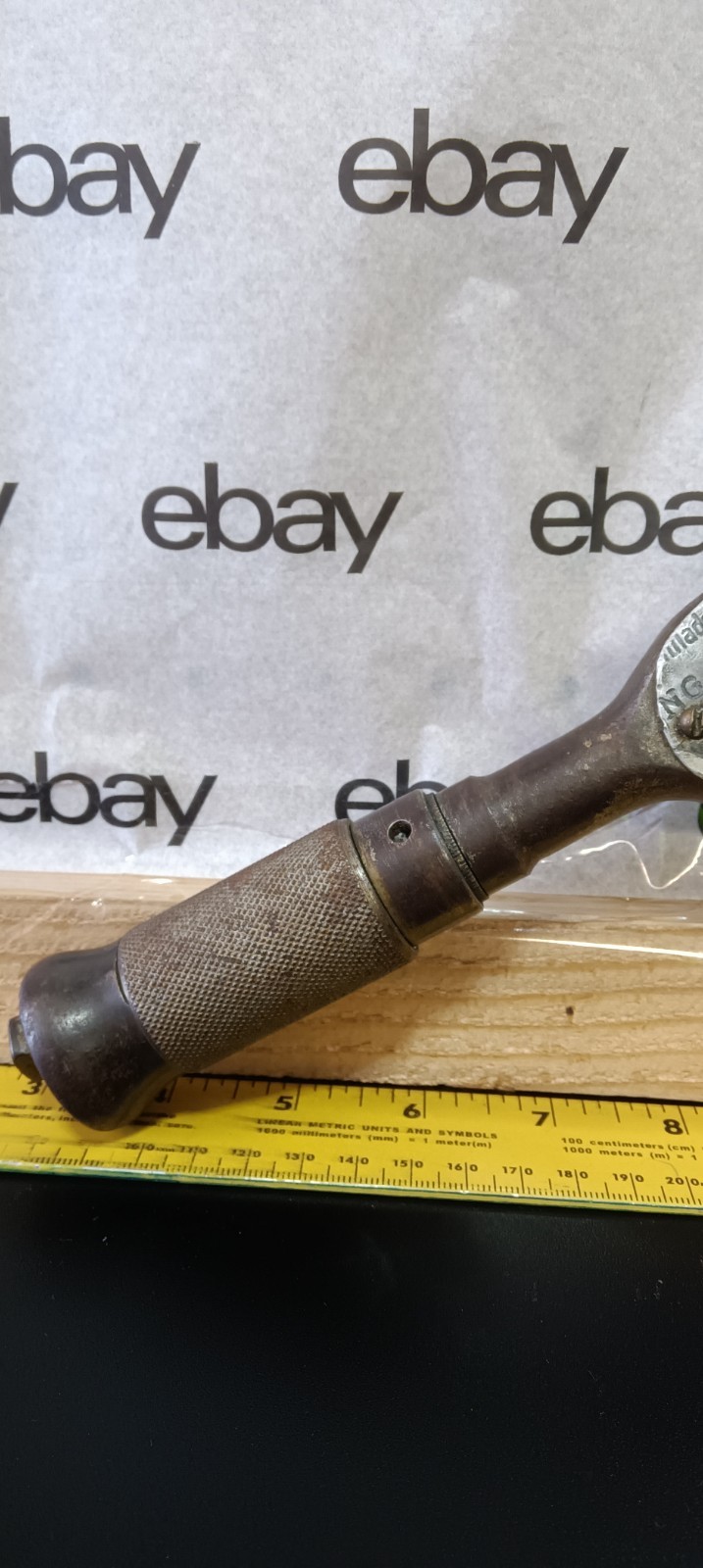 John S Fray Company No.3-7sp Hand Drill Bit Brace exide battery Vintage