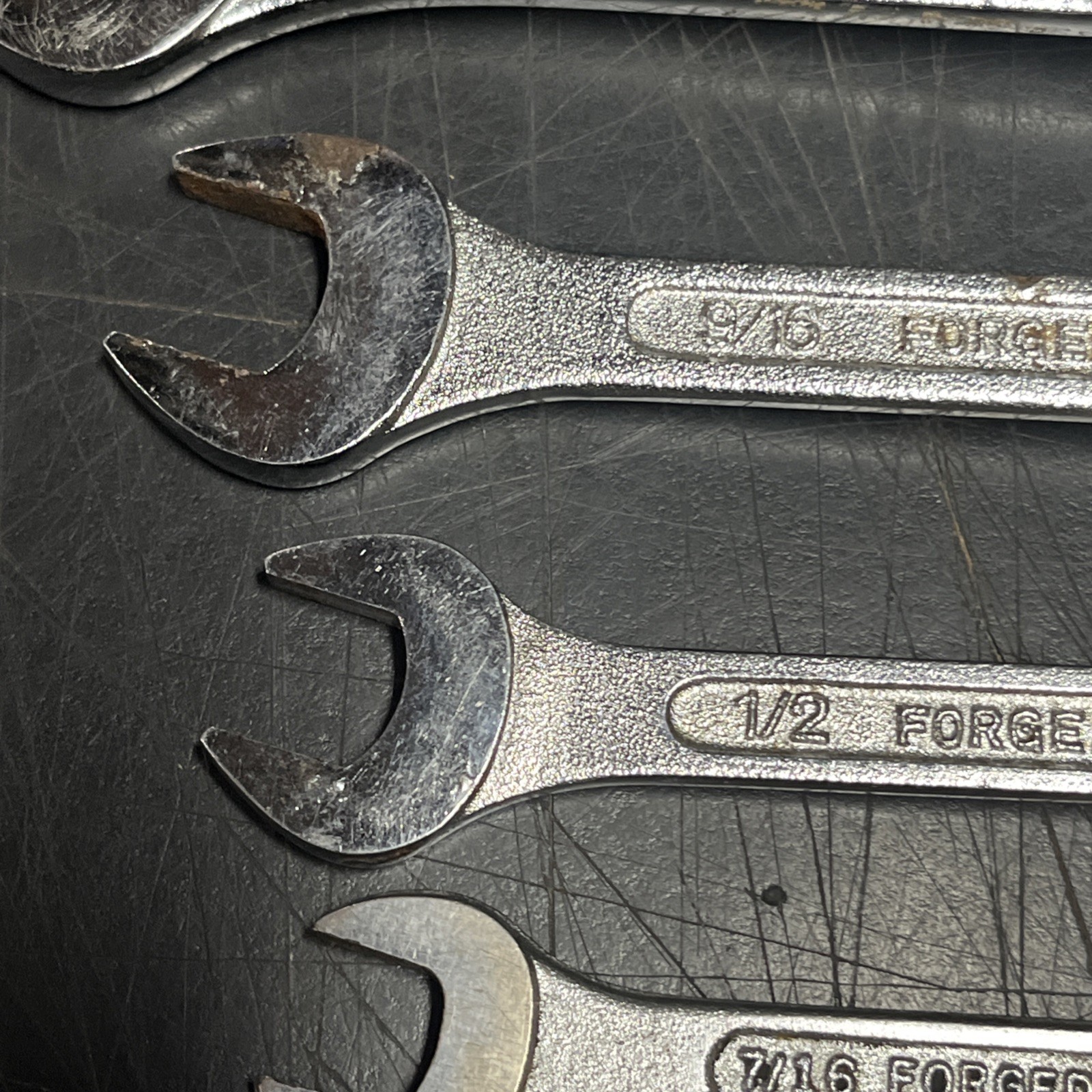 5 Vintage Sears Forged Wrenches 11/16”, 9/16”, 1/2”, 2x 7/16”
