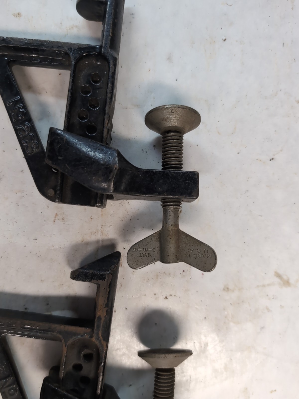 Vintage Stanley No. 203 Bench Bracket Set of Two Hold Fast Clamp Vise Bench Dog