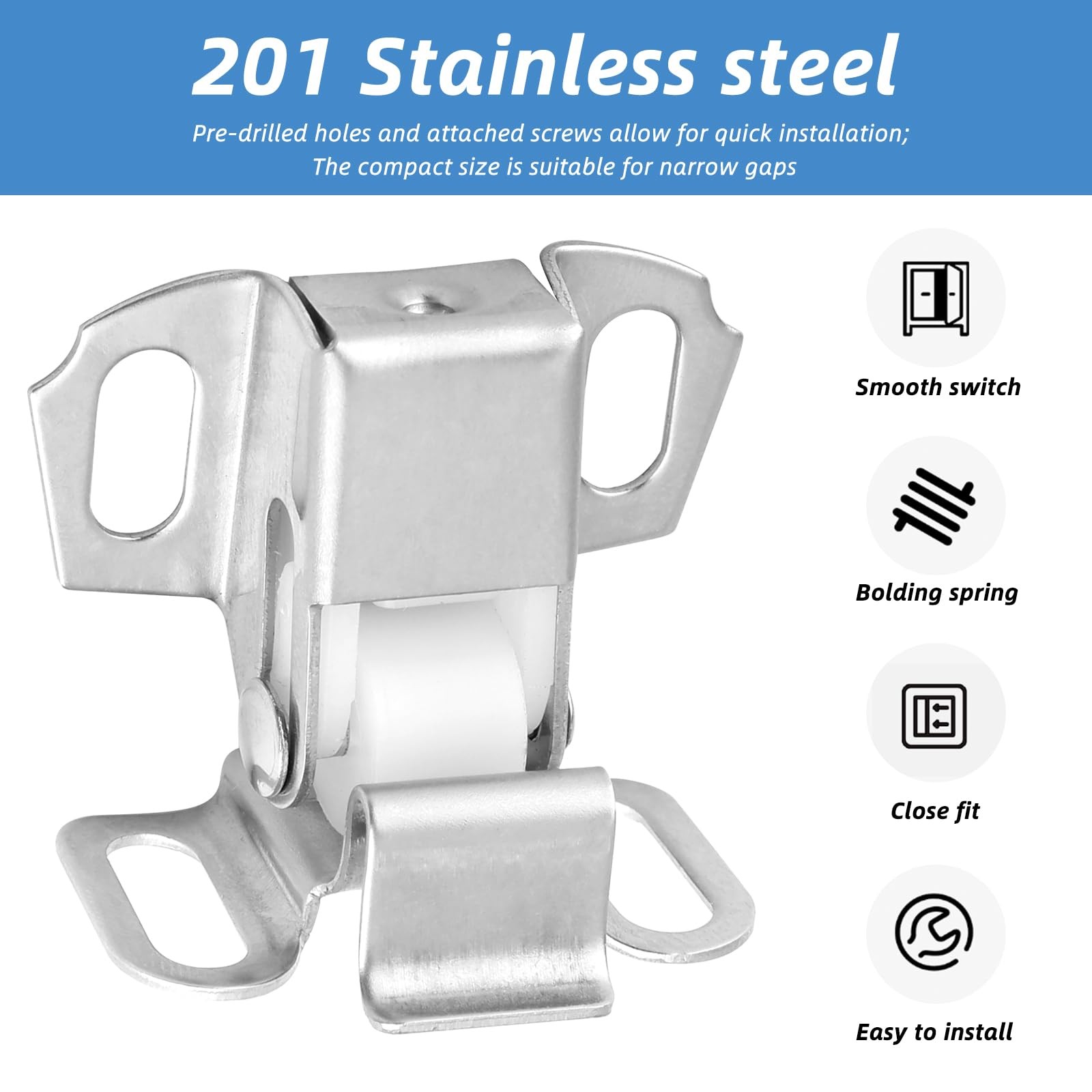 Silver Mailbox Door Replacement Roller Catch Latch Assembly Hardware