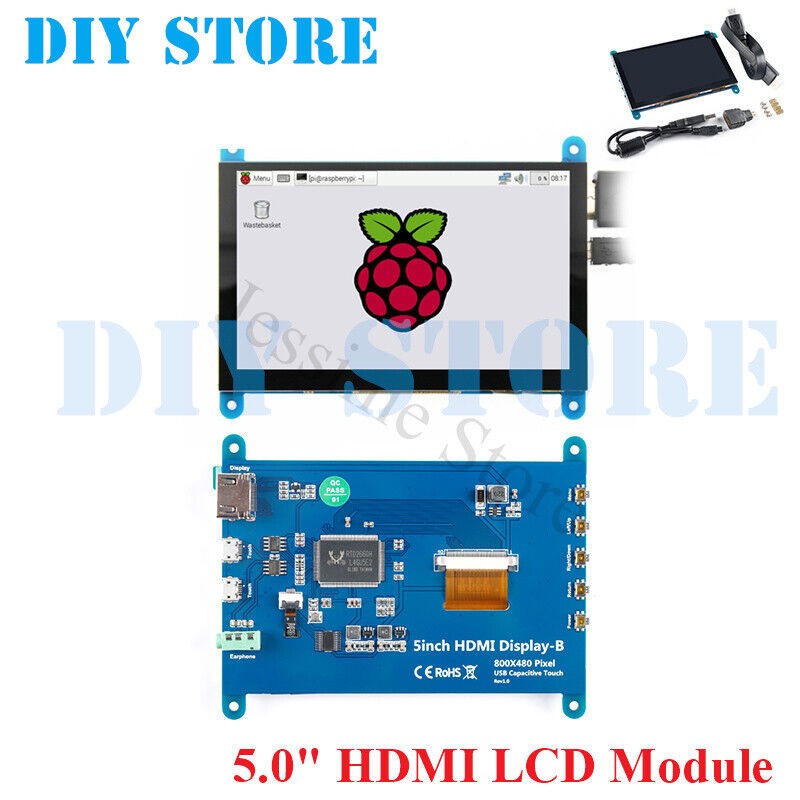 5 Inch HDMI Monitor USB Touch Screen LCD Display 800×480 for Raspberry Pi 2/3/4B