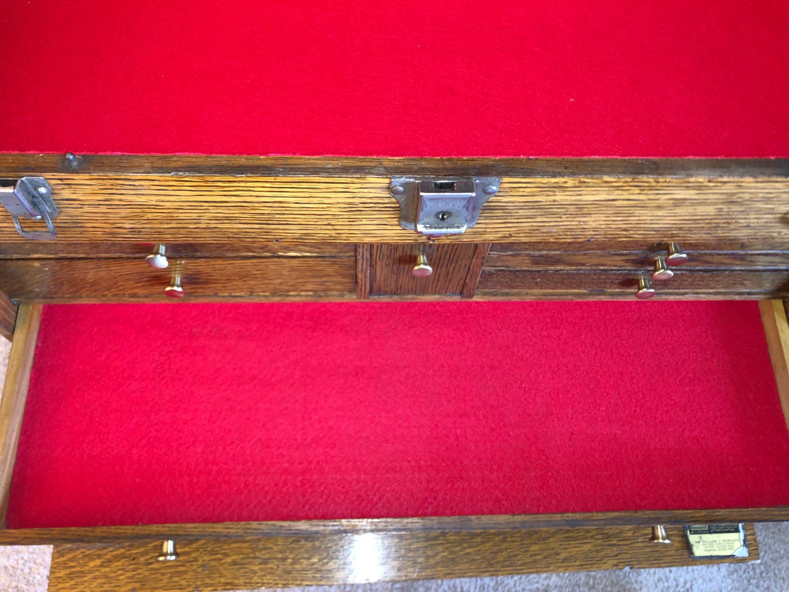 1960’s Gerstner & Sons Style 52 – 11 Drawer Oak Woods Machinist Tool Chest Red