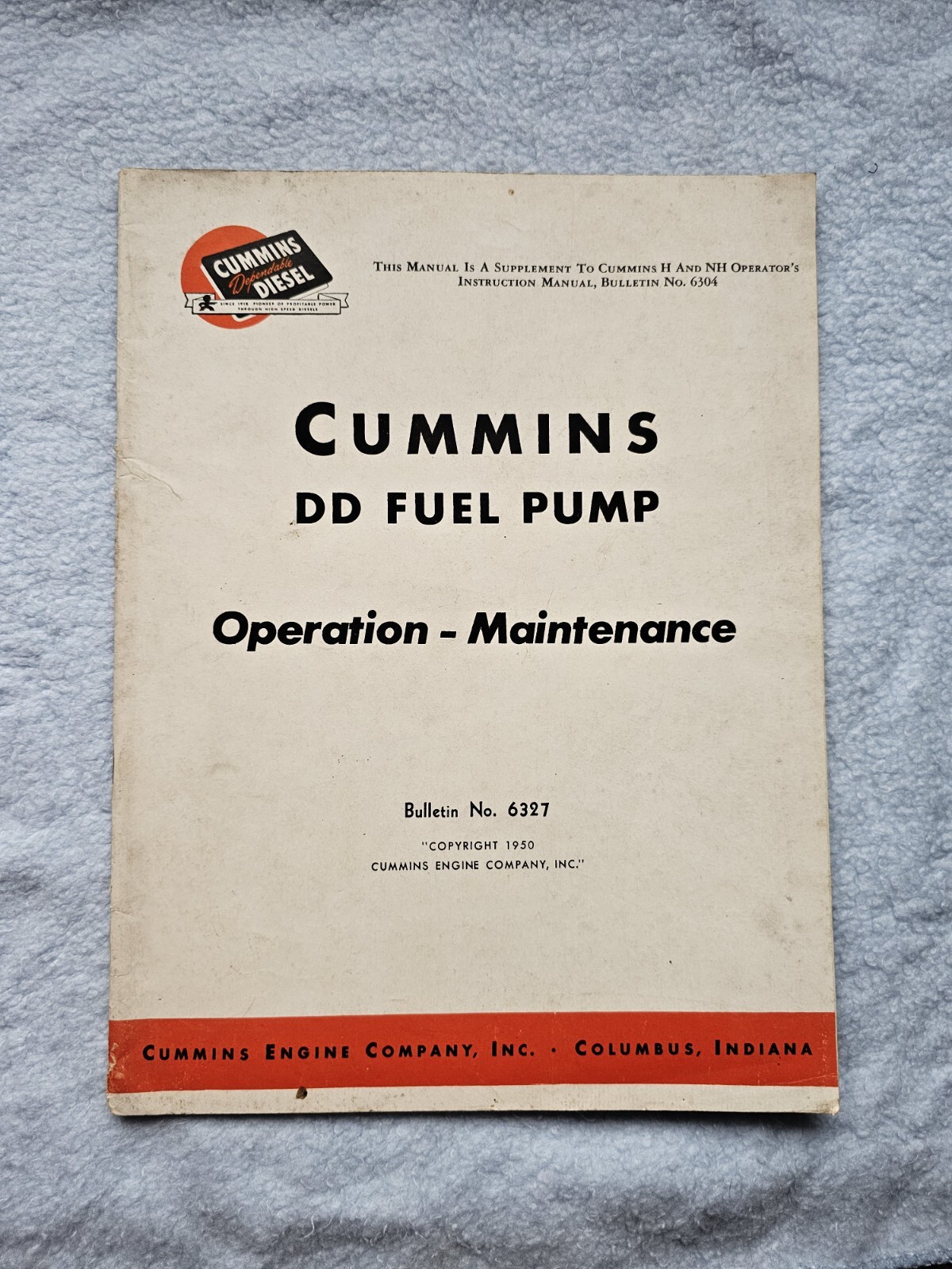 Cummins DD Fuel Pump Operation and Maintenance Manual 6327