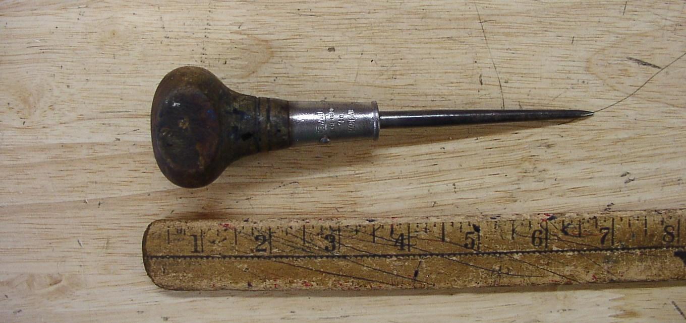 Old Used Tools,Vntg Stanley Hurwood No. 7 Through Tang Scratch Awl,6-5/16″,GOOD!