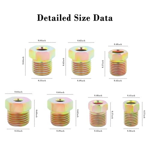 Brake Nut Assortment 35pc Brass Inverted Flare 1/4