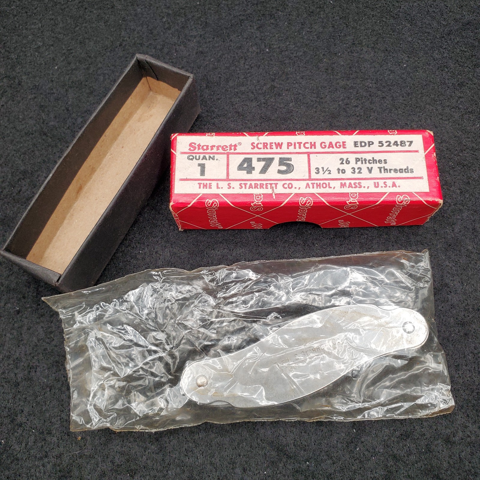 Vintage STARRETT No. 475 Screw Thread Pitch Gage w/ 26 Pitches Machinist USA