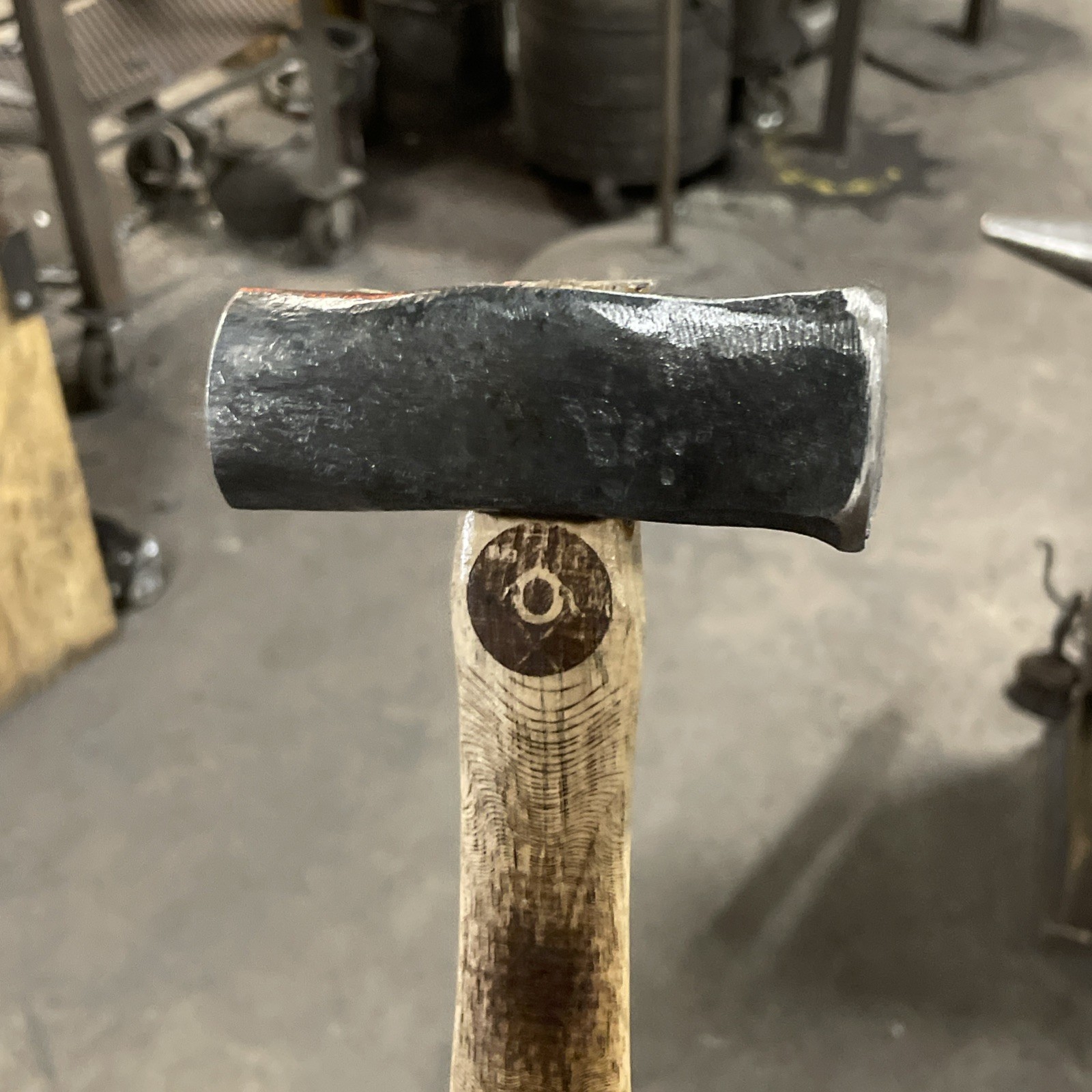 Hand Forged 2 LB 3 Oz Round And Flattening Hammer w/ Engravings on ash handle