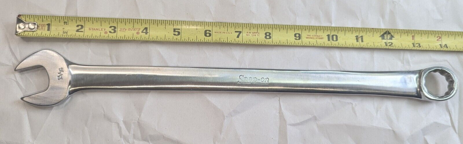 Snap-on USA 13/16″ Combination Wrench Long Length 12 Point OEXL26 Pat 3273430
