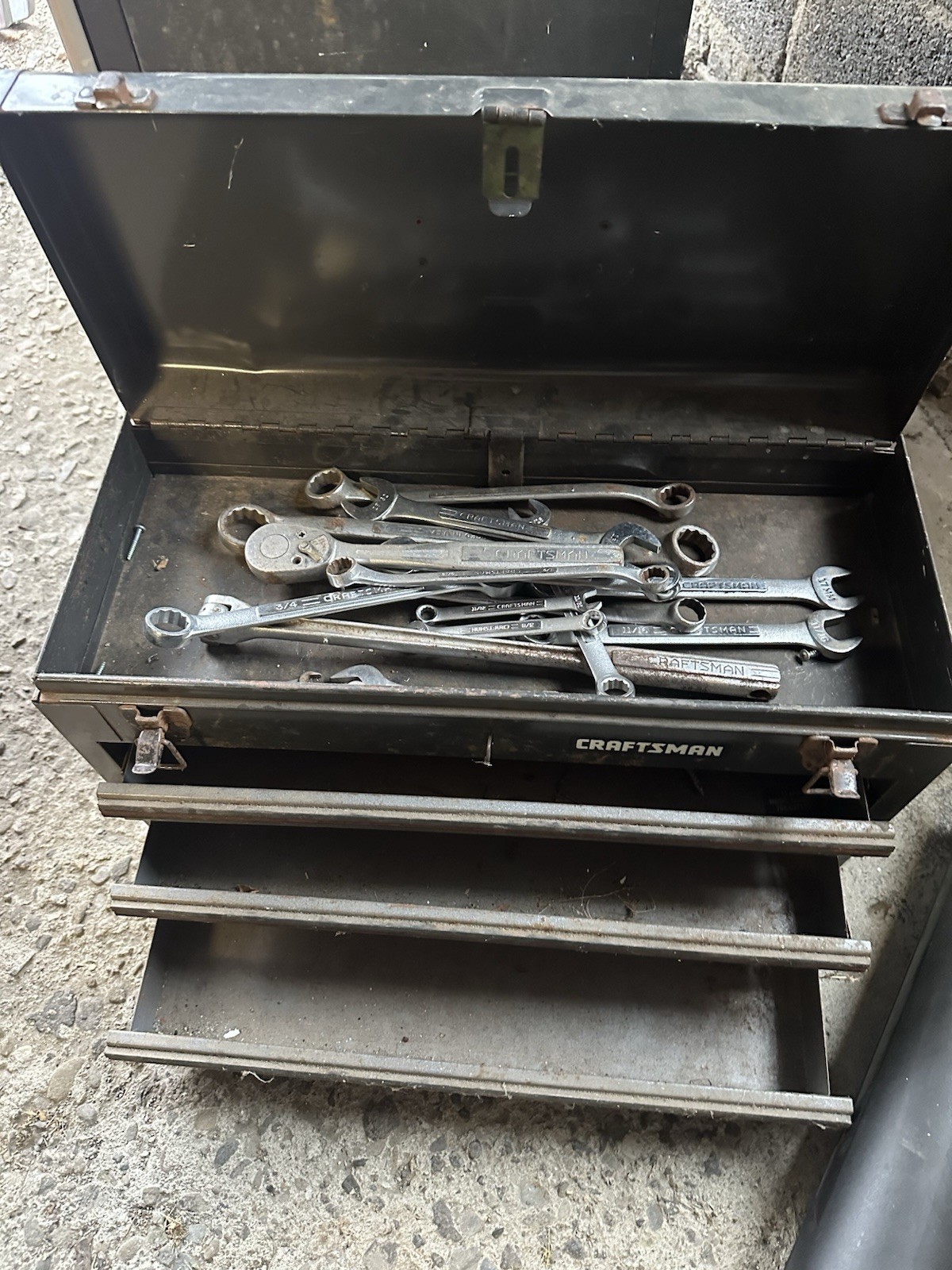 Vintage Metal Craftsman 3 Drawer Toolbox With Some Craftsman Tools