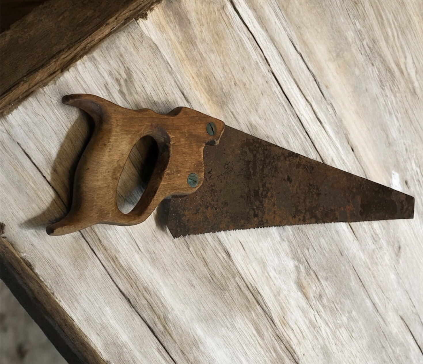 Vintage Hand Saw – Rusty Wall Decor – Wood Handle – 24” Total Length