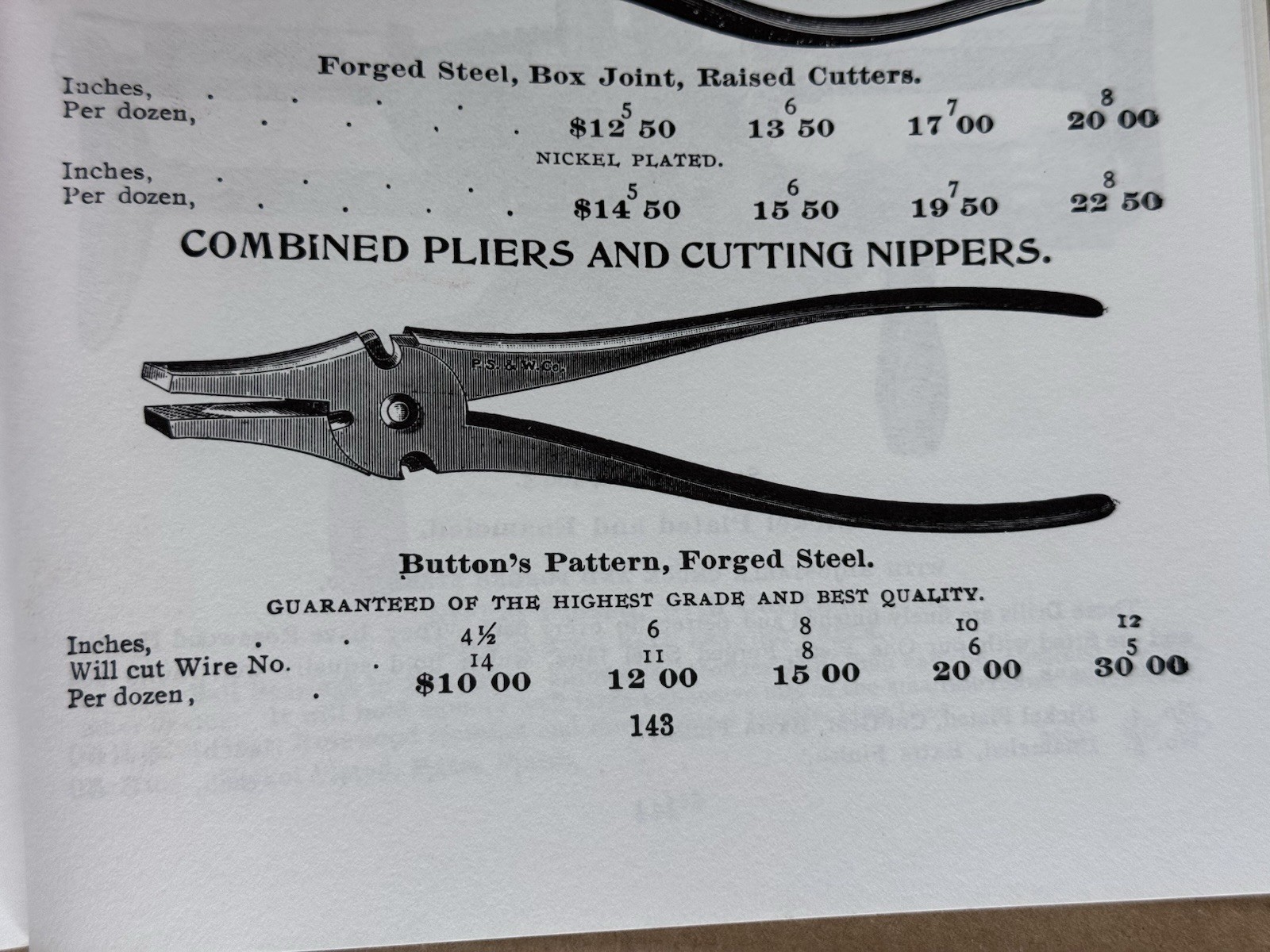 Vtg 6” Tinsmith Button Pattern Pliers Bending Wire Cutting Tool Irving Mfg PS&W