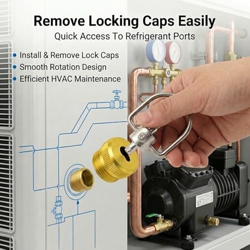 3-in-1 HVAC Locking Cap Key, Multi-Function HVAC Refrigerant Service Key, 2