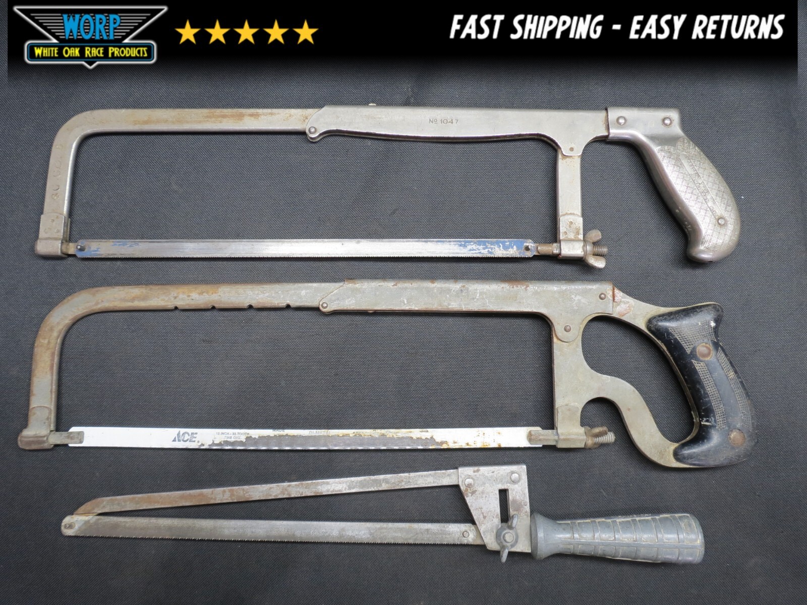 CRESCENT 1047, MILLERS FALLS 48 AND DREIER BROTHERS HACKSAWS METAL HACK SAW USA