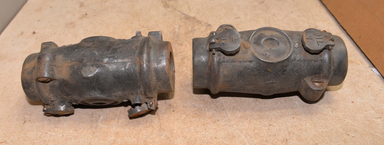 2 rare antique HRBC line shaft hanger 1 7/16 bearing holder 8 1/2″ long machine