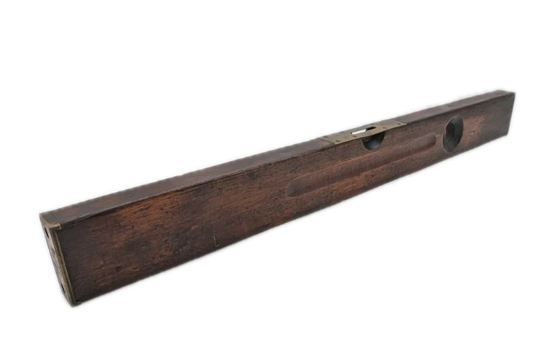 Antique Stanley No. 3 Brass & Wood Spirit Level 30” – 1908 Patent – Vintage Tool
