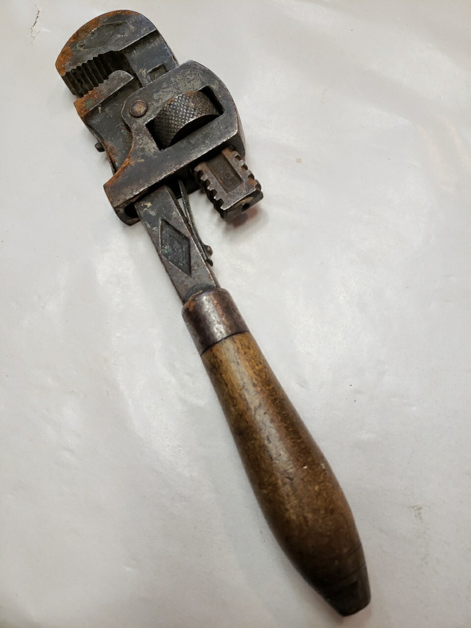 Vintage Wood Handle Stillson #10 Pipe Wrench By The Walworth Mfg. Co.