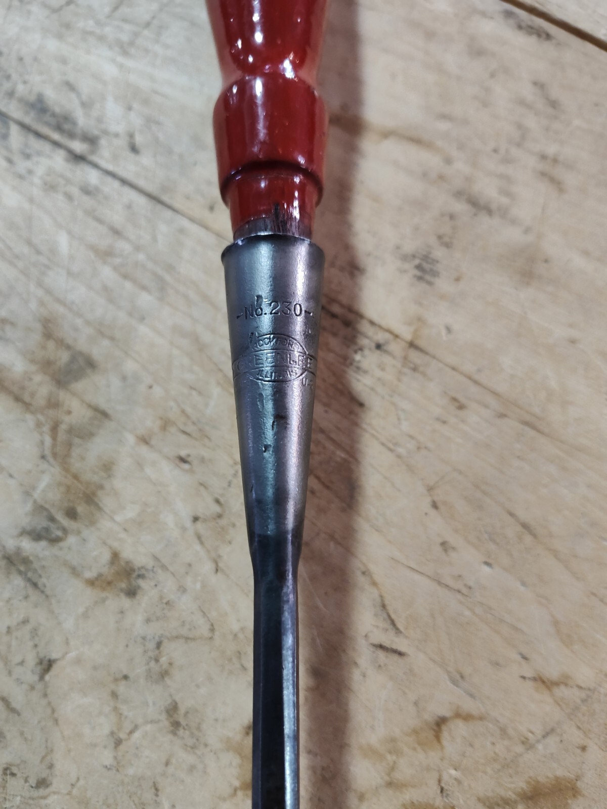 Vintage Greenlee #230 Socket Chisel w/ Wood Handle Timber Framing Chisel 1/4″