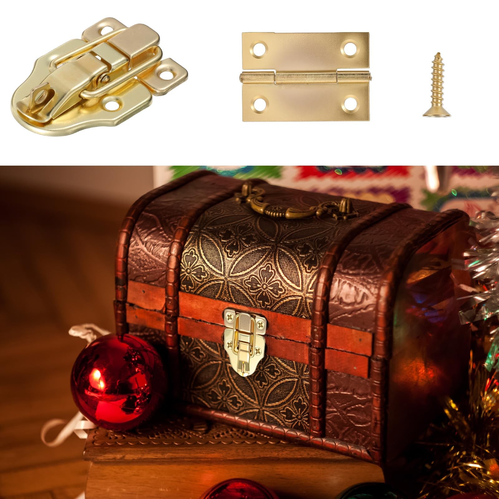 2 Pack Retro Gold Style Duckbilled Hasp Clasp Latch, Antique Metal Box