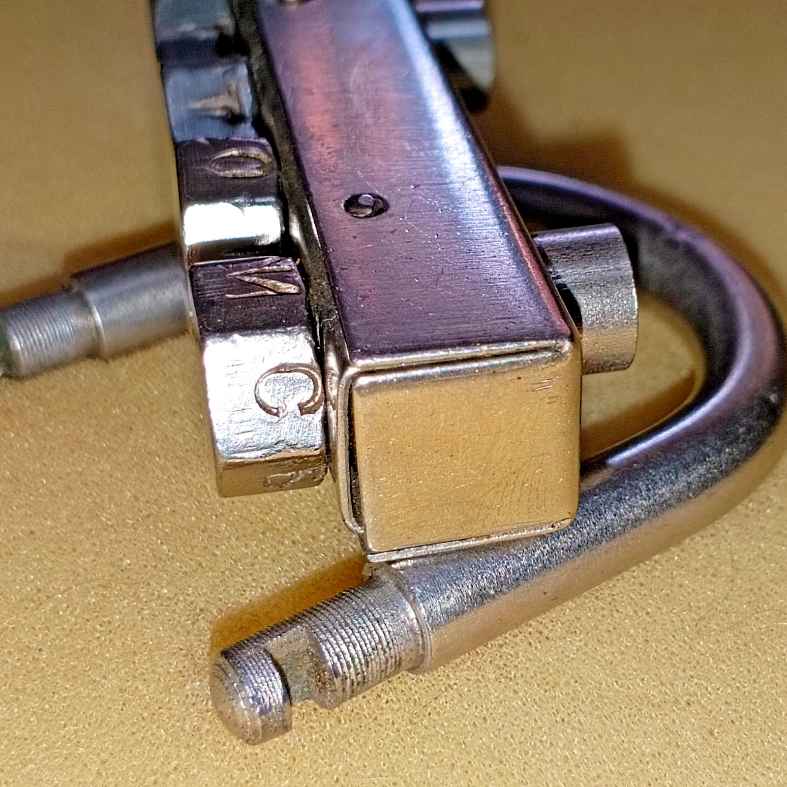 Vintage USSR Padlock with 4 Code Combination RUSSIAN LETTERS on the turn handle