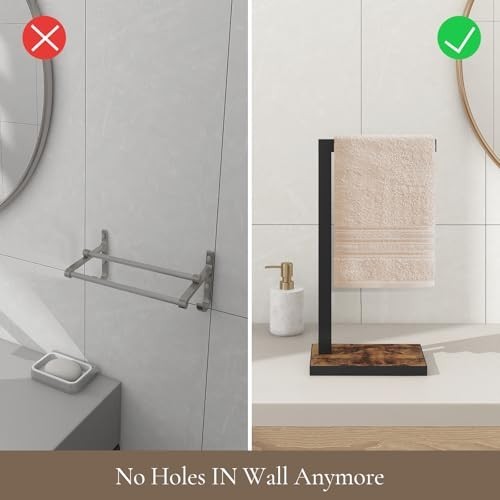 Rustic Hand Towel Holder Stand – L-Shape Towel Rack for Bathroom & Kitchen Count