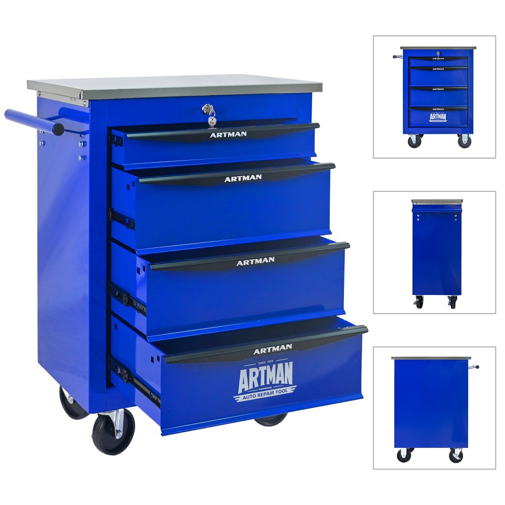 4-drawer multi-purpose tool cart with rolling storage suitable for garages