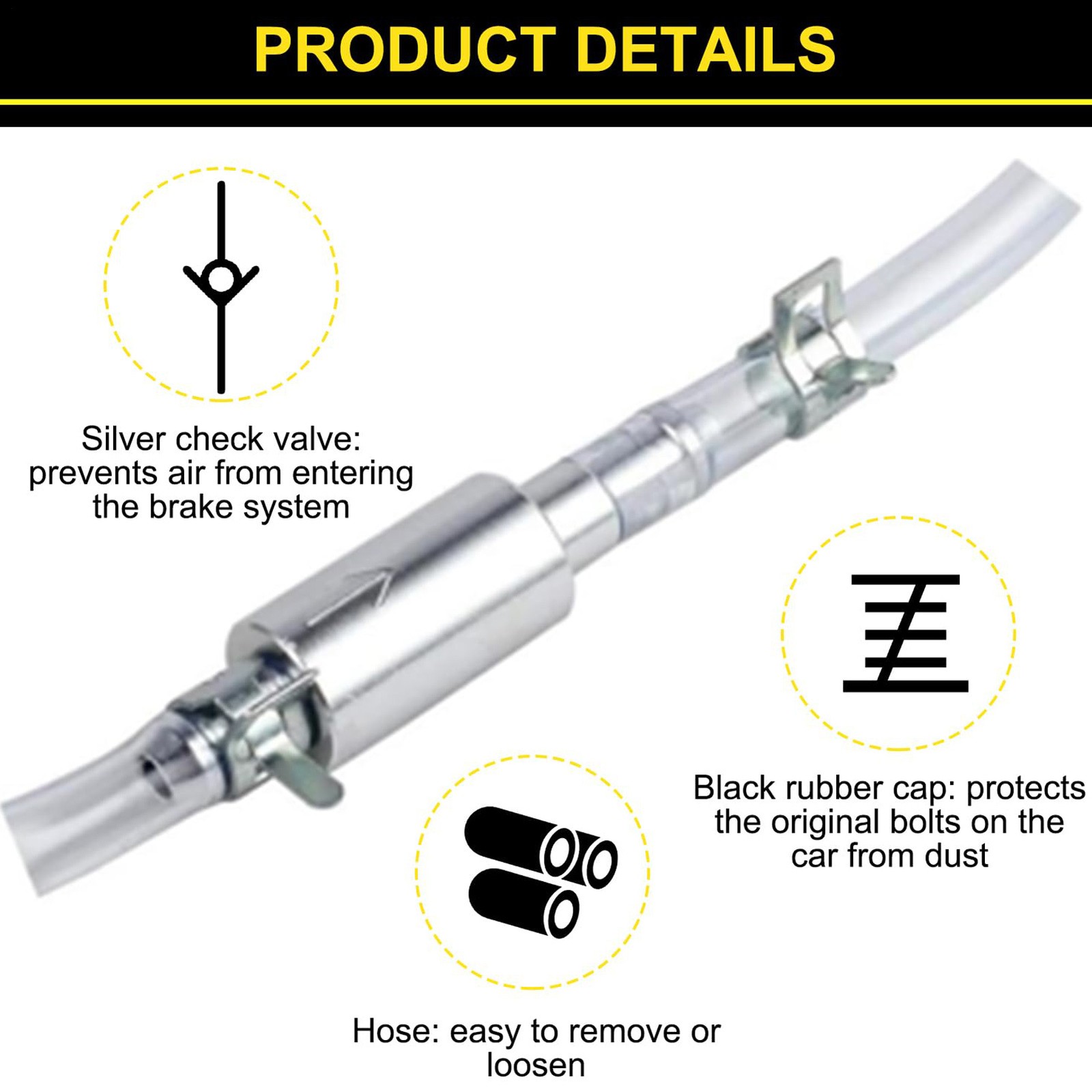 Brake Deflation Hose – Non-return Valve Tube Bleed Tool, Hydraulically Deflated