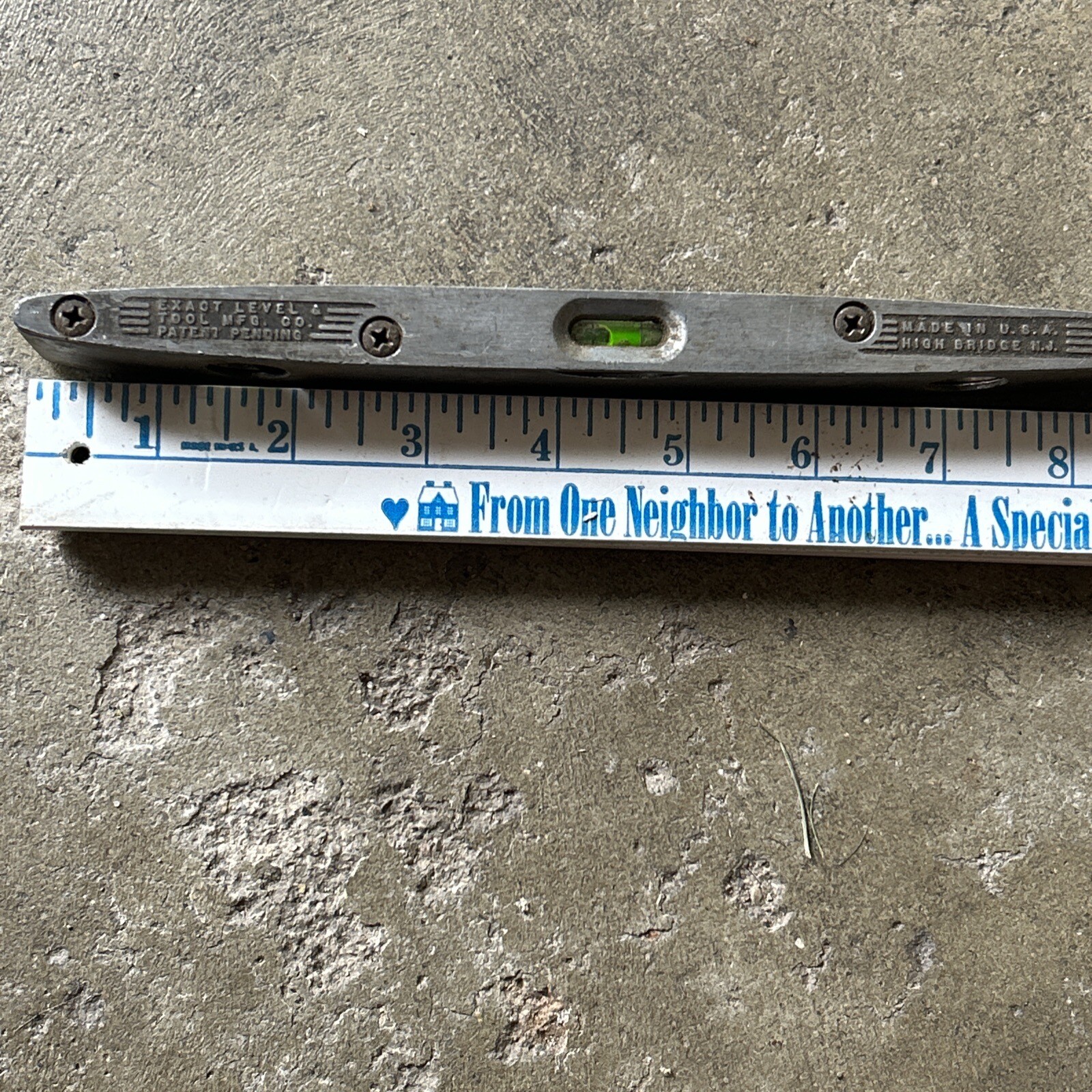 Vintage Aluminum Torpedo Level 8 3/4” Exact Level And Tool MFG Co .