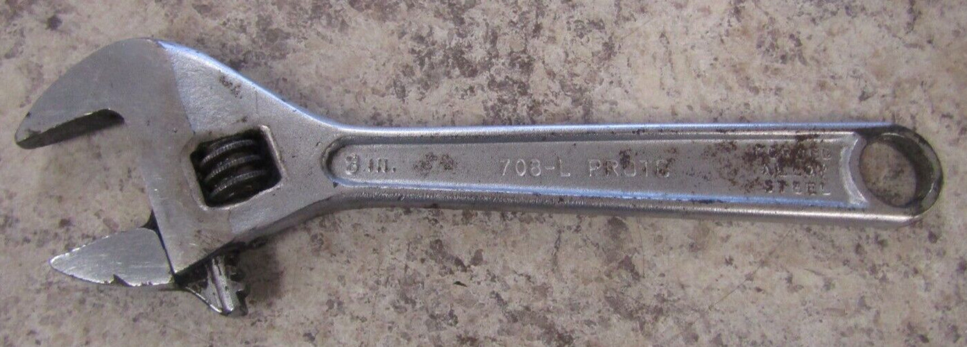 Vintage Proto 708-L, 8″ Clik-Stop Adjustable Wrench