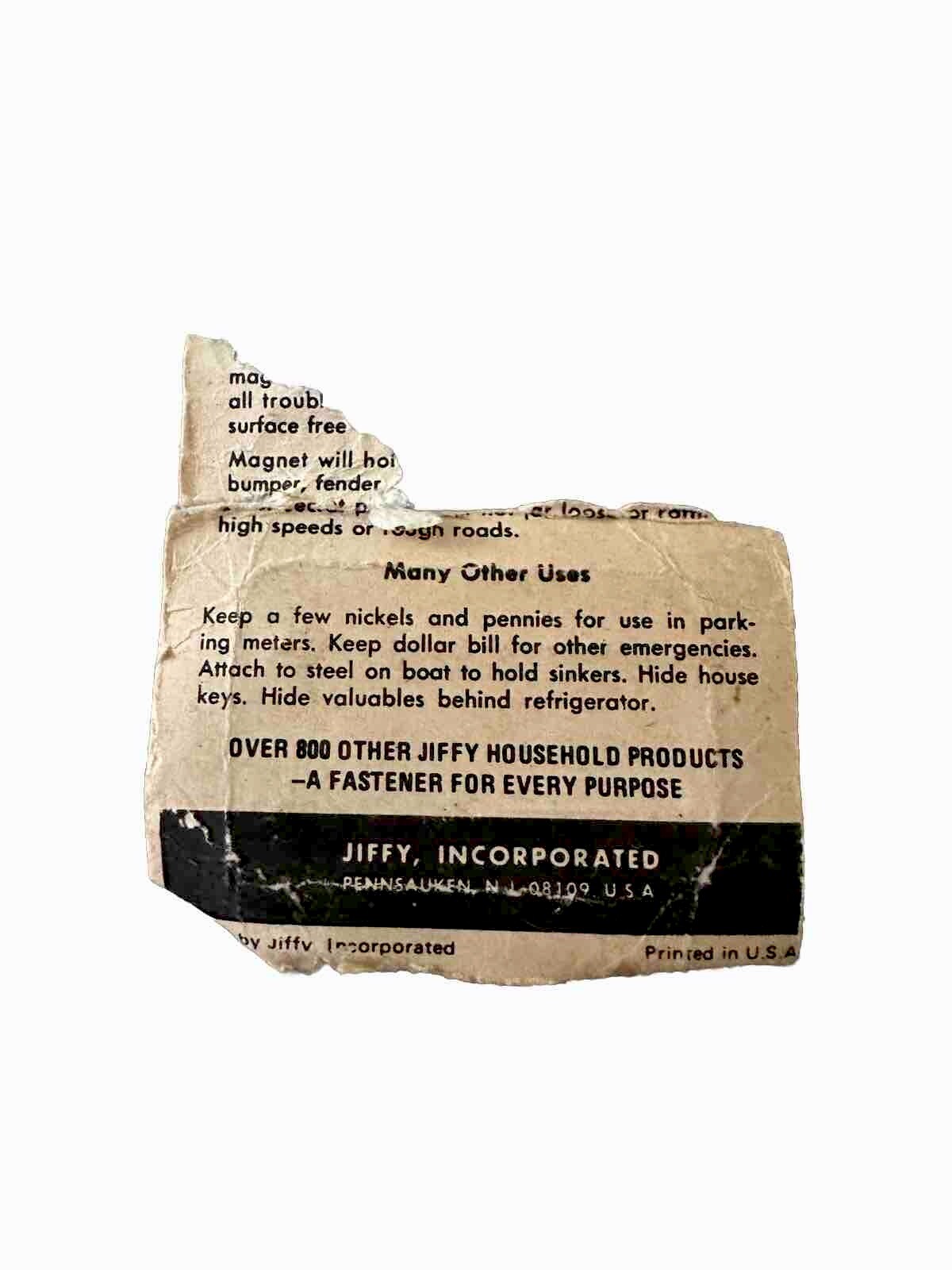 VTG Jiffy Secret Key Magnetic Container Old School Made in USA New