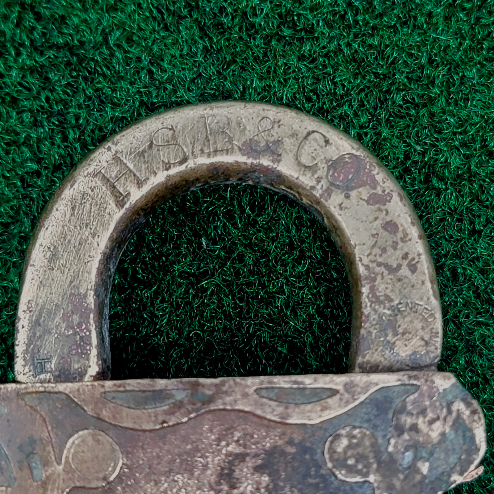 Antique Vtg 1909 Brass Padlock Lock OVB Our Very Best HSB Co Chicago Broken