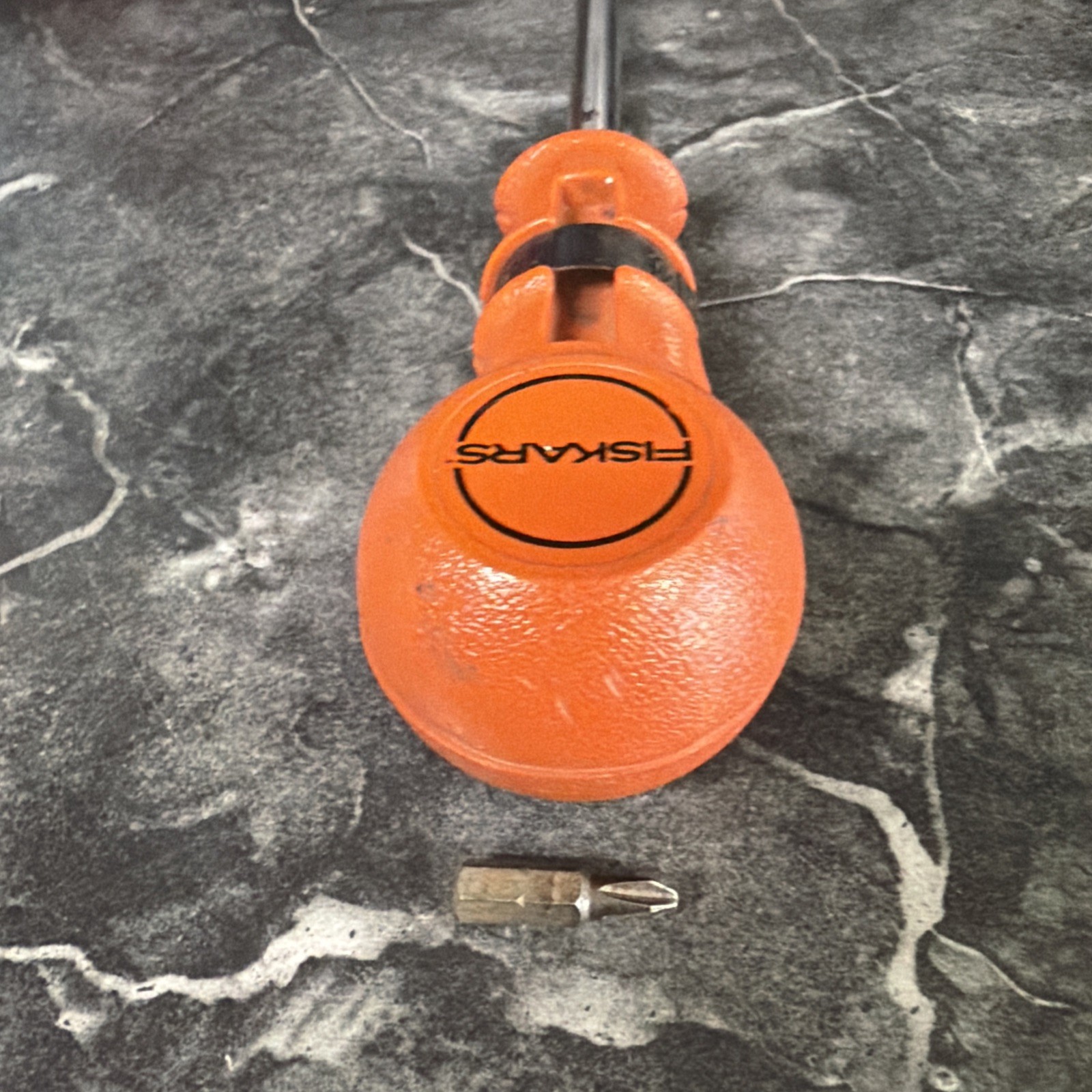 Fiskars Screw Ball Ratcheting Screwdriver Vintage Orange Rachet Driver Tool Bits