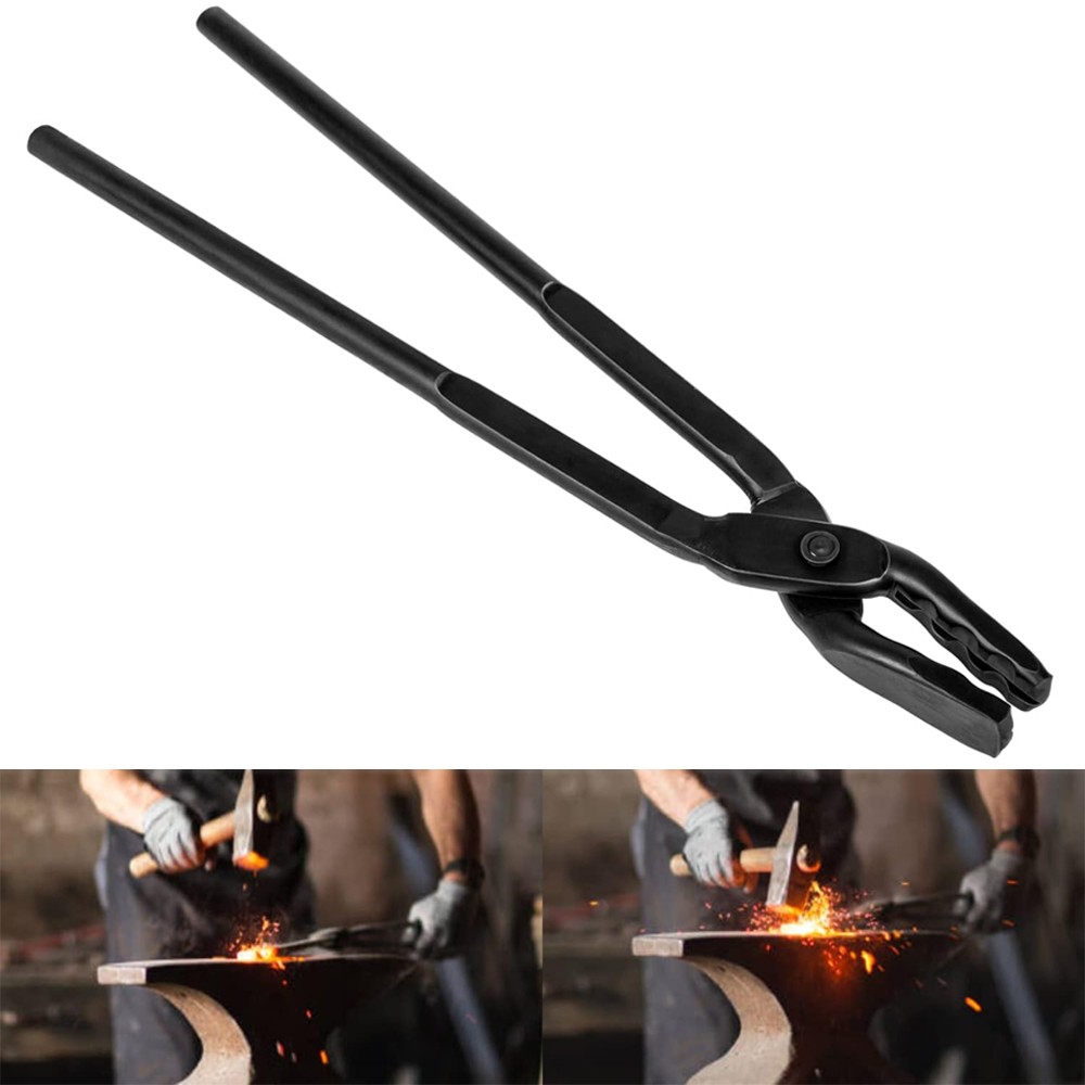 17in Blacksmith Tongs Wolf Jaw Blacksmithing Tool for Beginner Bladesmith Forge