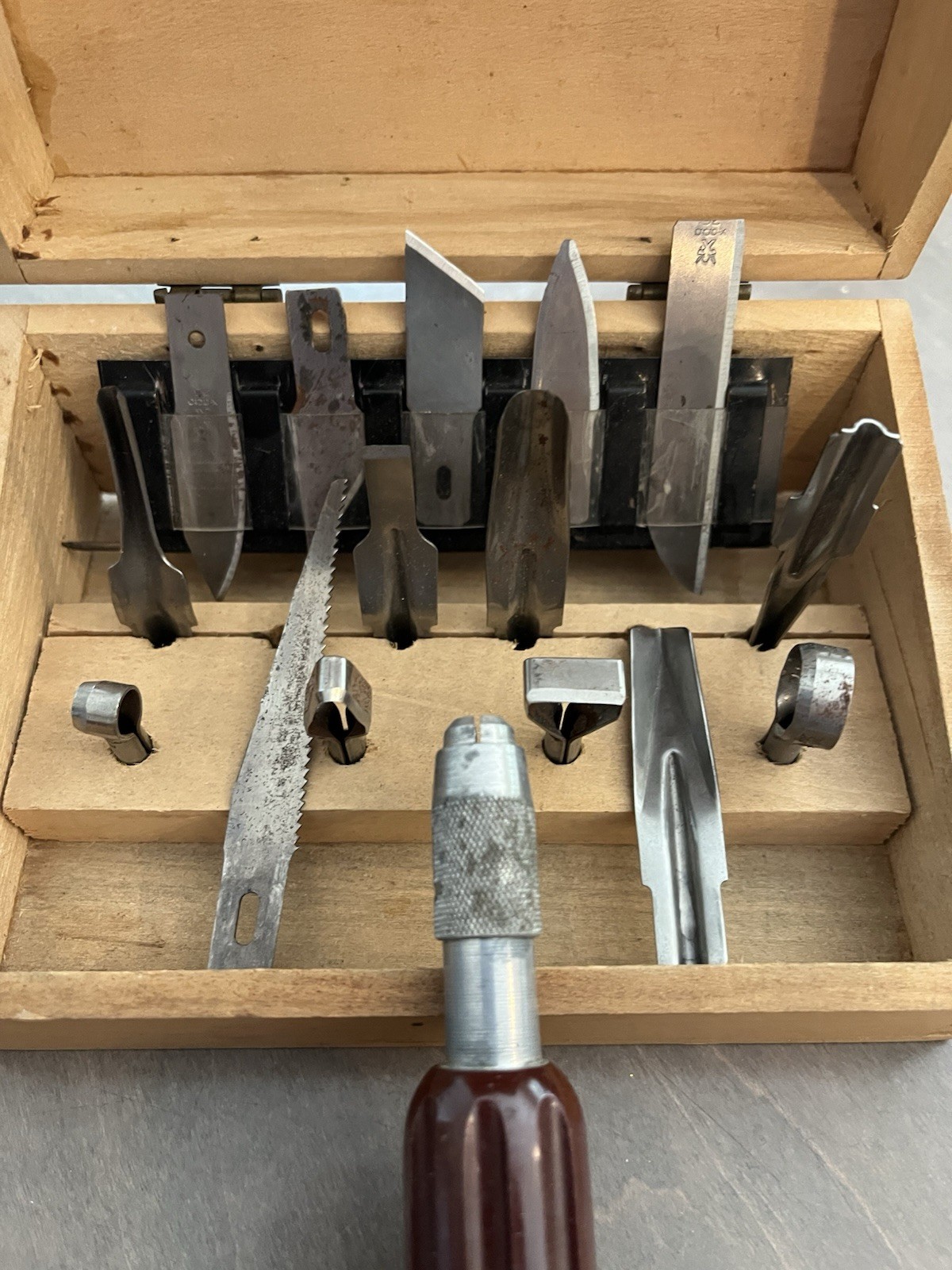 Vintage X-Acto Knife Set In original wooden box model building wood working
