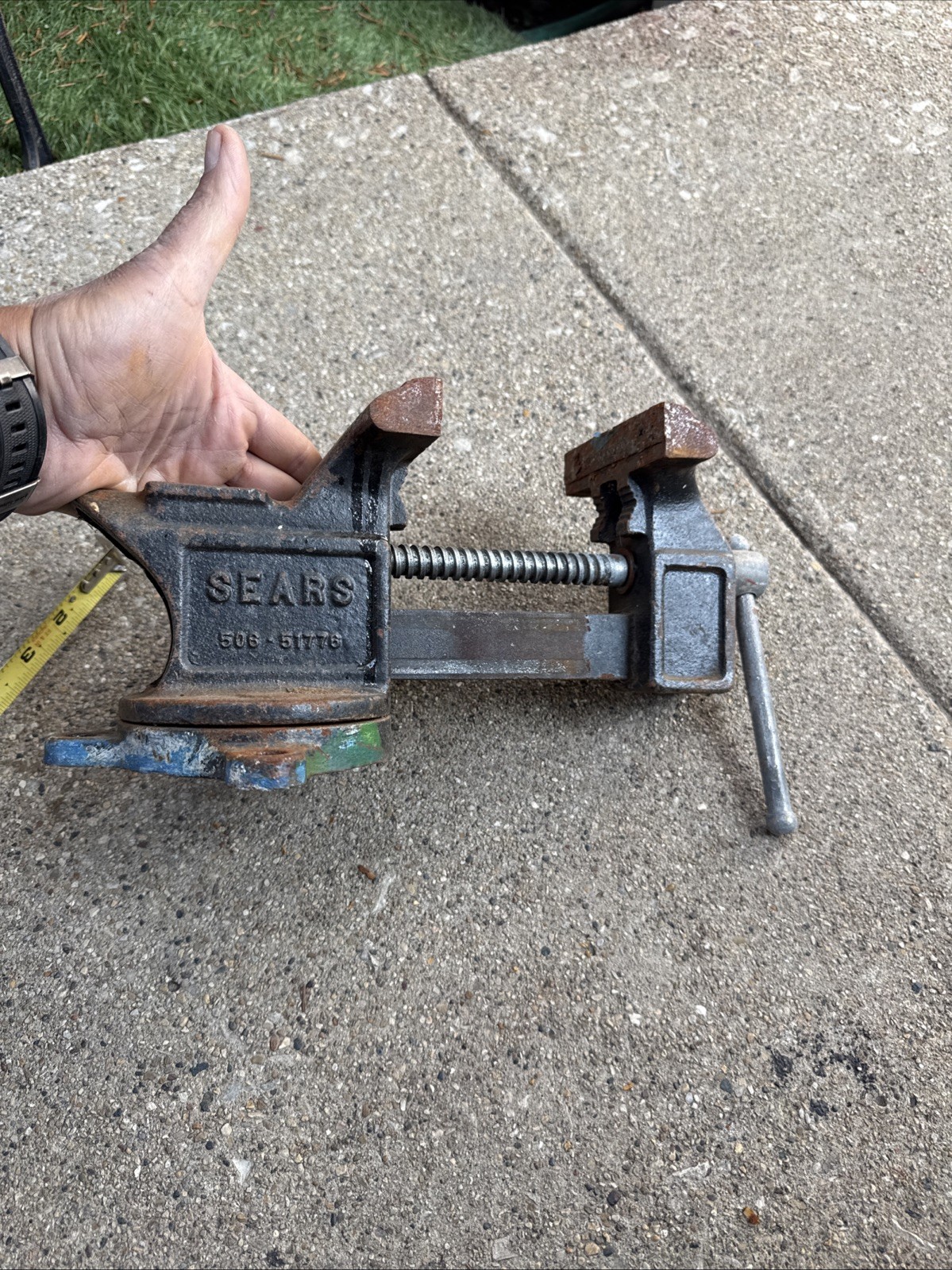 Vintage Sears Swivel Bench Top Vise and Anvil 506 51776 4″ Jaw Made In USA. Rare