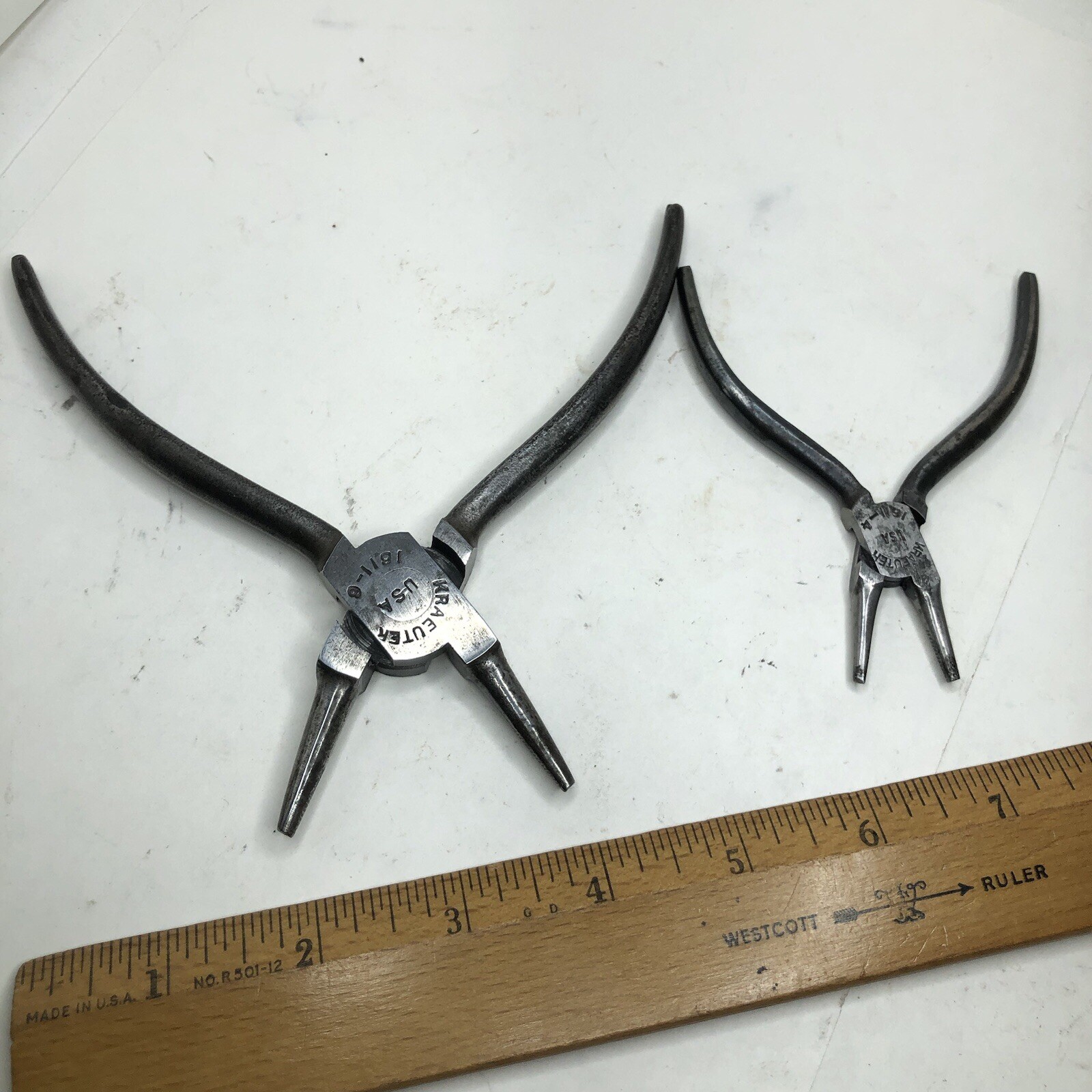 Vintage Lot 2 Kraeuter 1611-6 & 1611-4 Round Nose Jewlers Pliers Set Made in USA