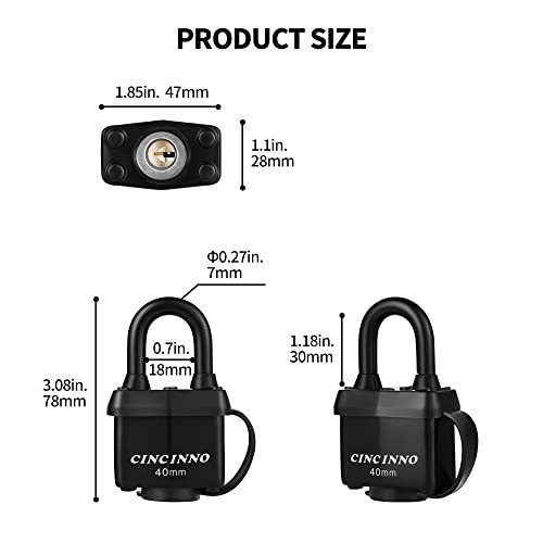 Heavy Duty Weatherproof Padlocks 6 Pack – Keyed Alike, 1-9/16″ Wide Body for She