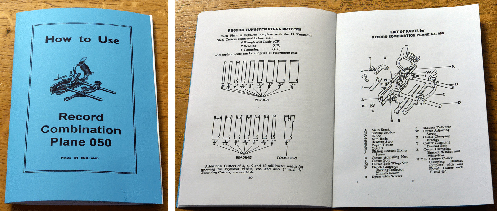 Record 050 Combination Plane Manual UK Post Free