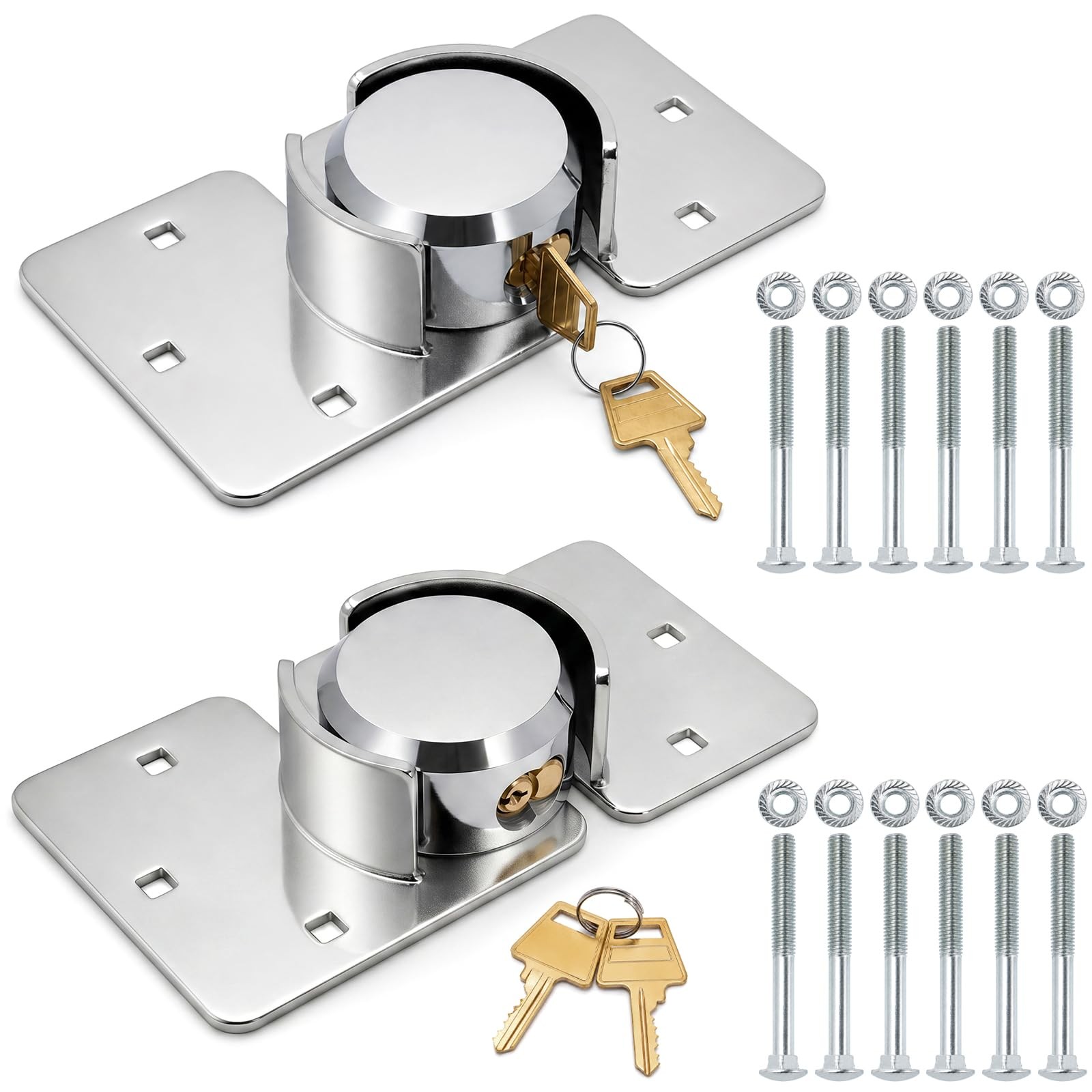 2 Pack Van Door Lock, 73MM Heavy Duty Hidden Shackle Puck Lock with Hasp, Sol…