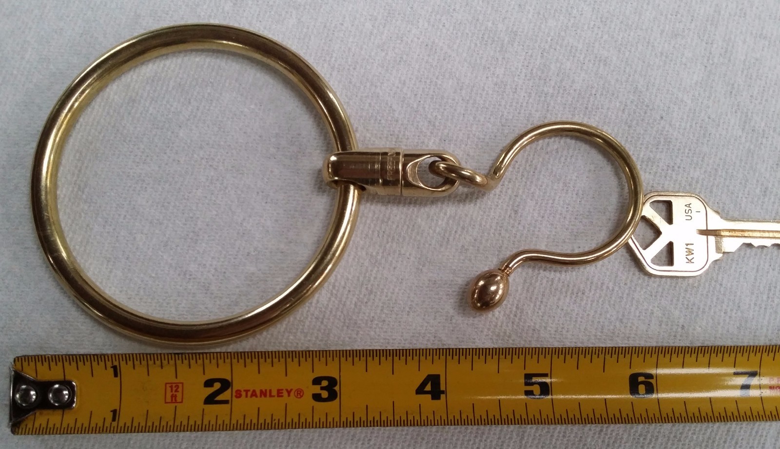SOLID BRASS JAILERS TYPE KEY RING, 3″ DIAMETER RING, MADE IN USA