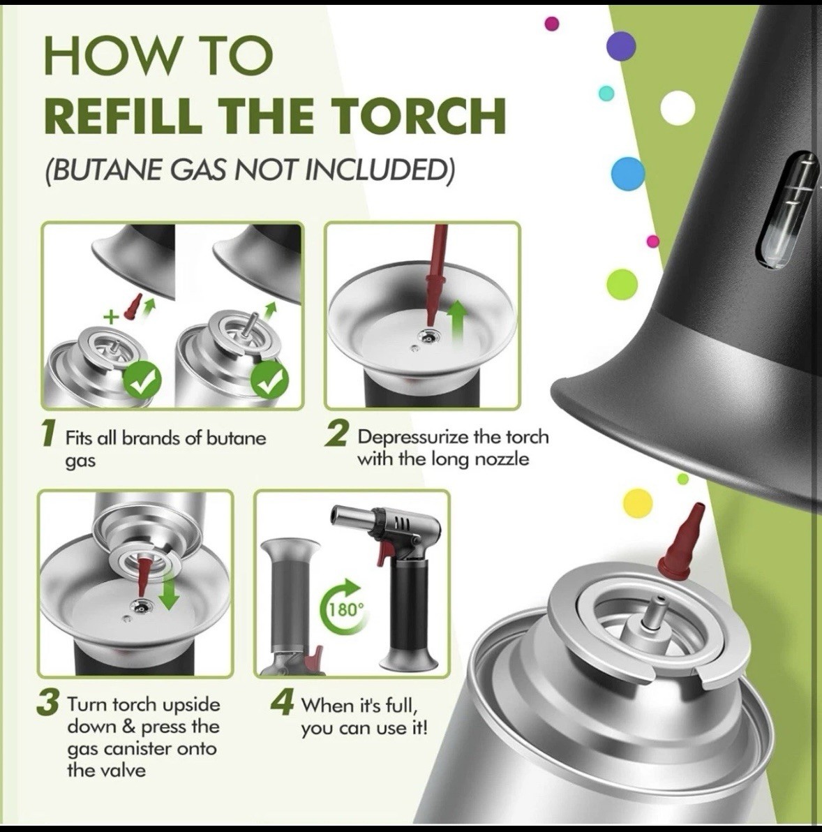Cooking Torch, Blow Torch with Fuel Gauge, Kitchen Torches