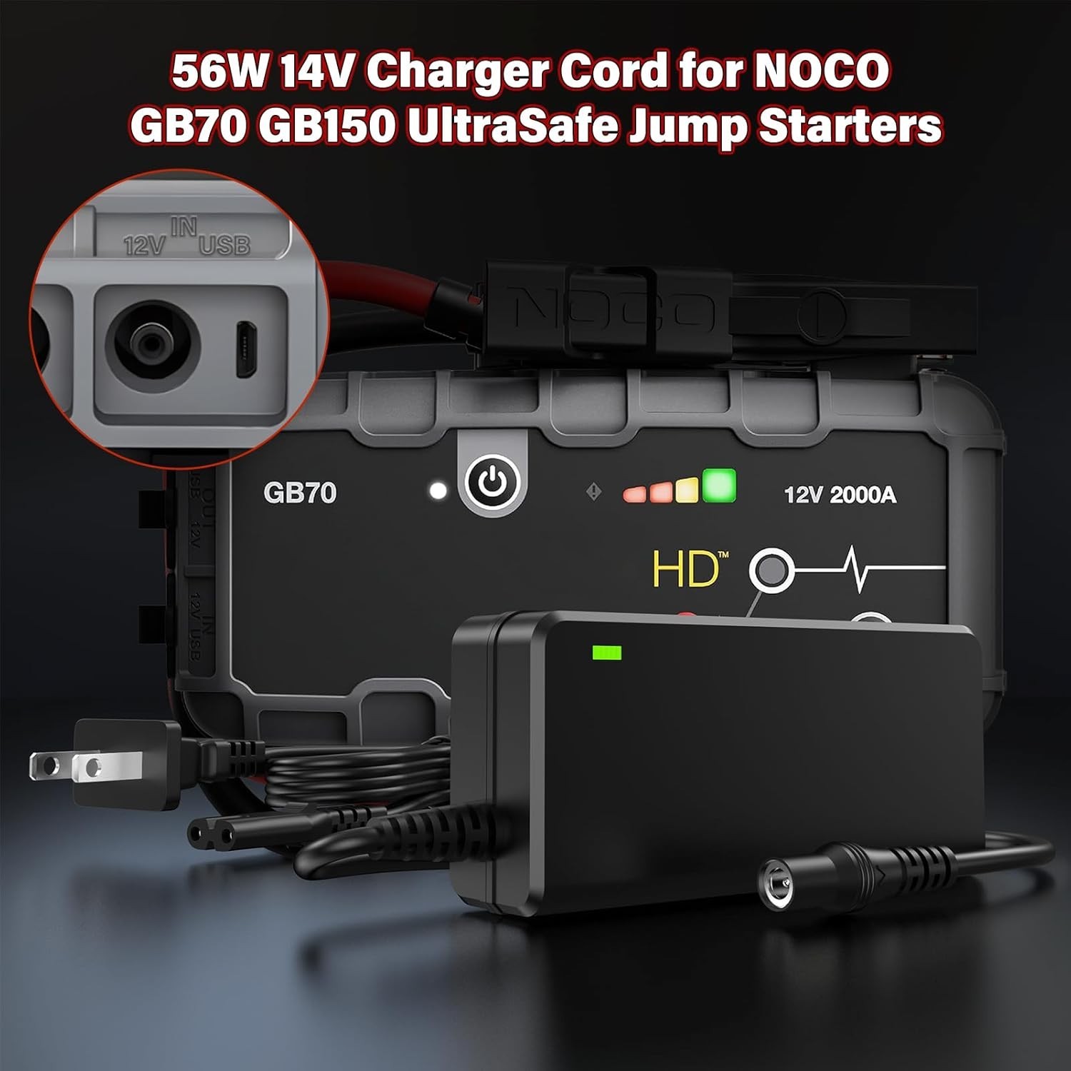 56W 14V Jump Starter Charger Fit for NOCO Boost GB70 GB150 UltraSafe Portable…