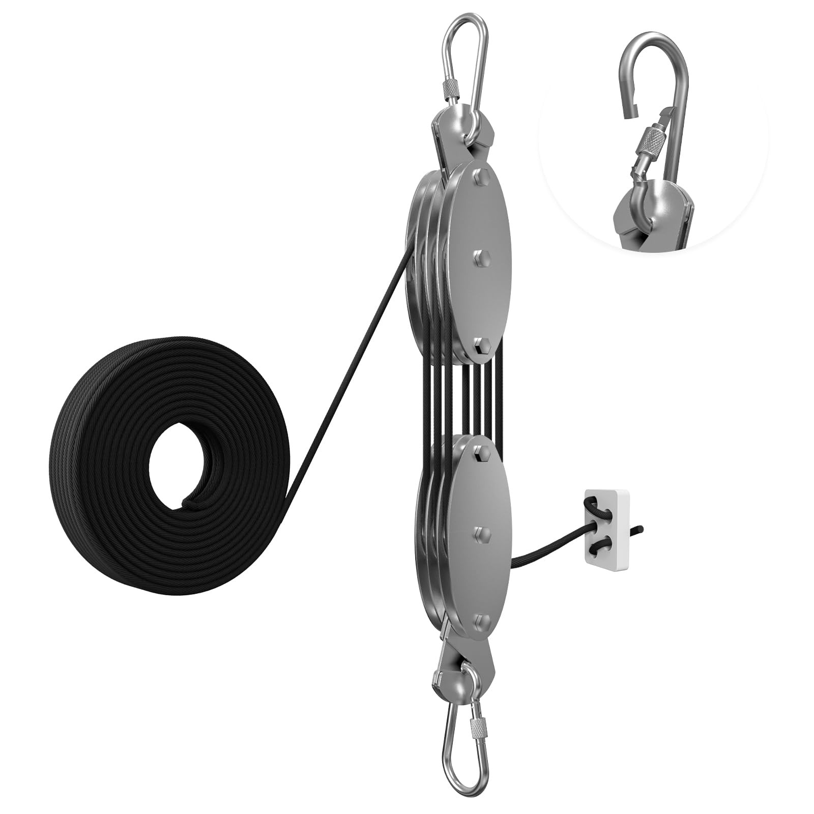 YATOINTO Upgraded Rope Hoist Pulley System, 530LB 530LBS(65FT), Black