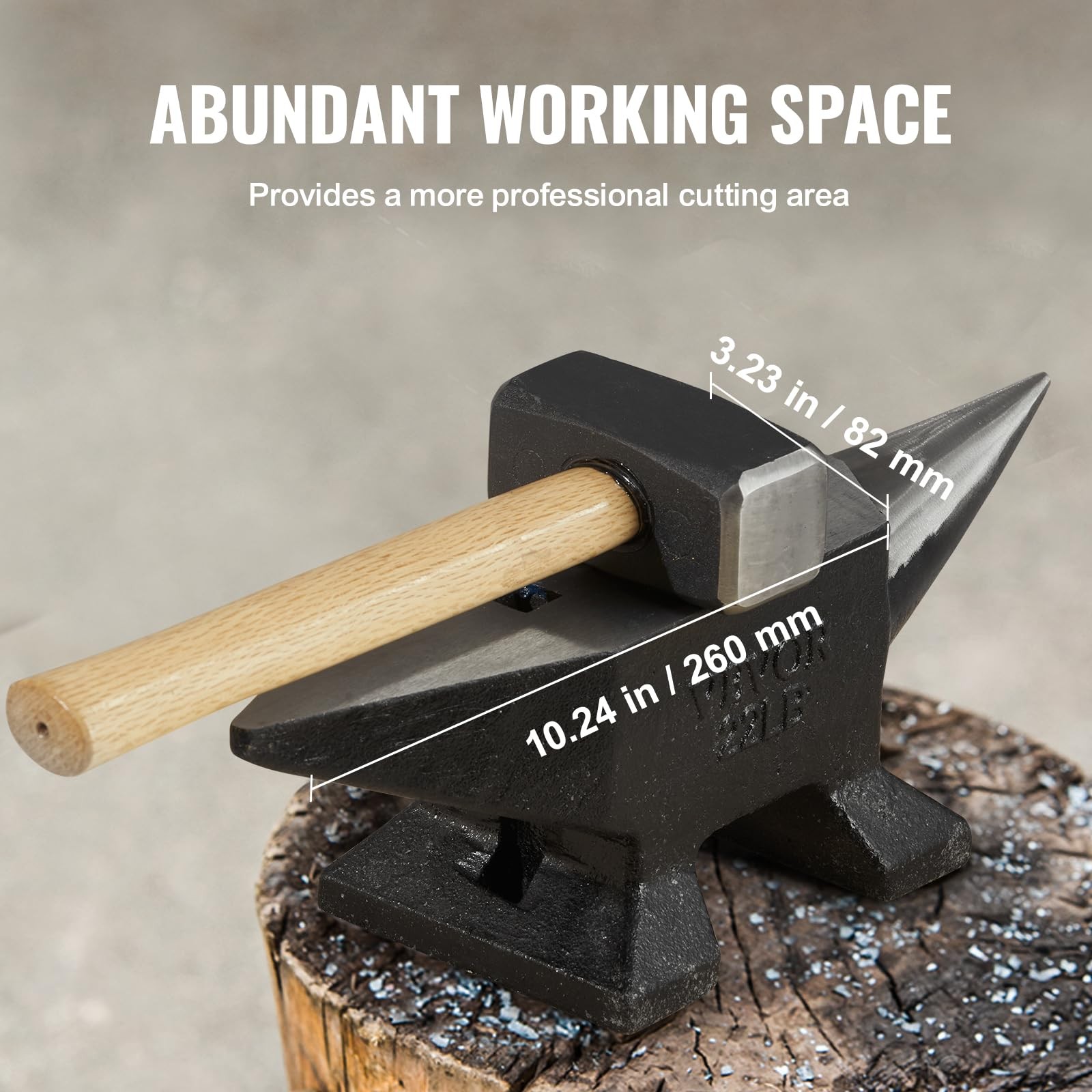 22Lb Blacksmith Anvil Heavy Duty Cast Steel Single Horn Forging Tool 10.24In