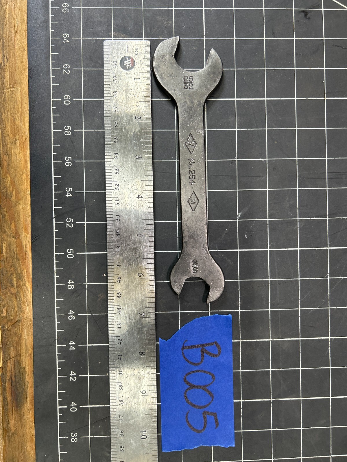 Vintage 6.75″ Double Open End Wrench #254 Hand Forged 5/8 x 25/32 MM Made In USA