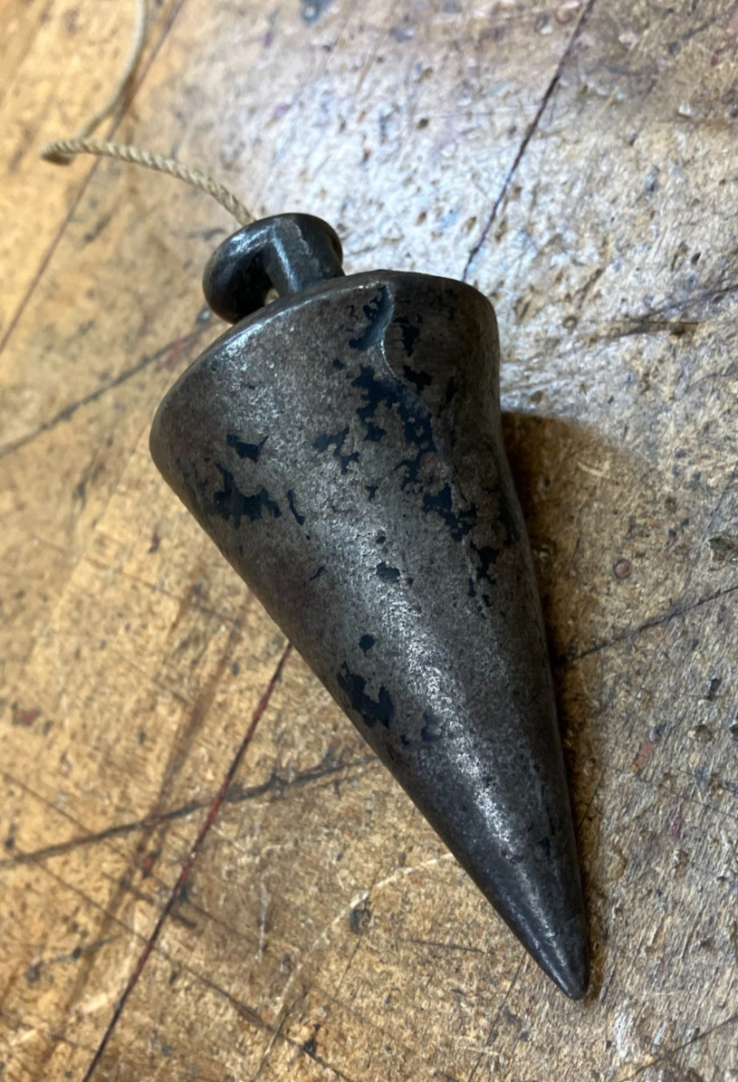 Antique 12oz Plumb Bob & Wooden Spool