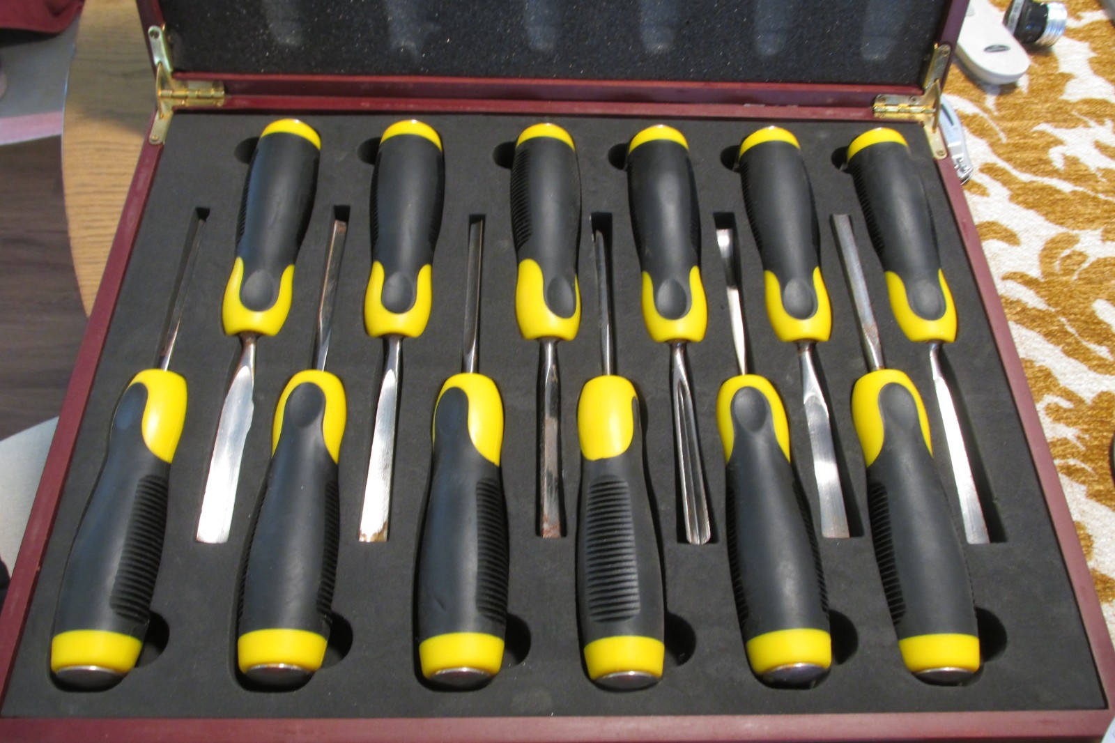 12-Pieces Woodworking Wood Chisel Carving Tool Set with Wooden Box