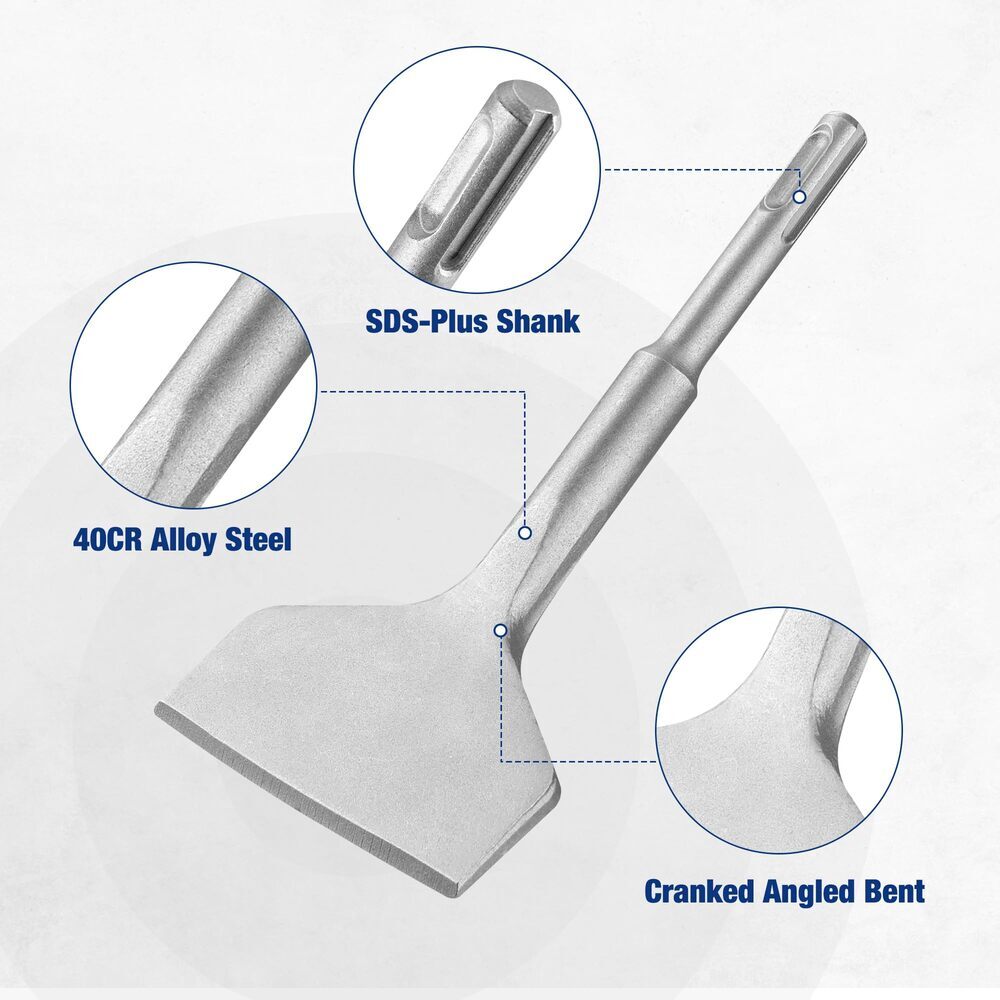WORKPRO 3″ SDS Plus Chisel Cranked Angled Bent Tile Removal Chisels for SDS-Plus